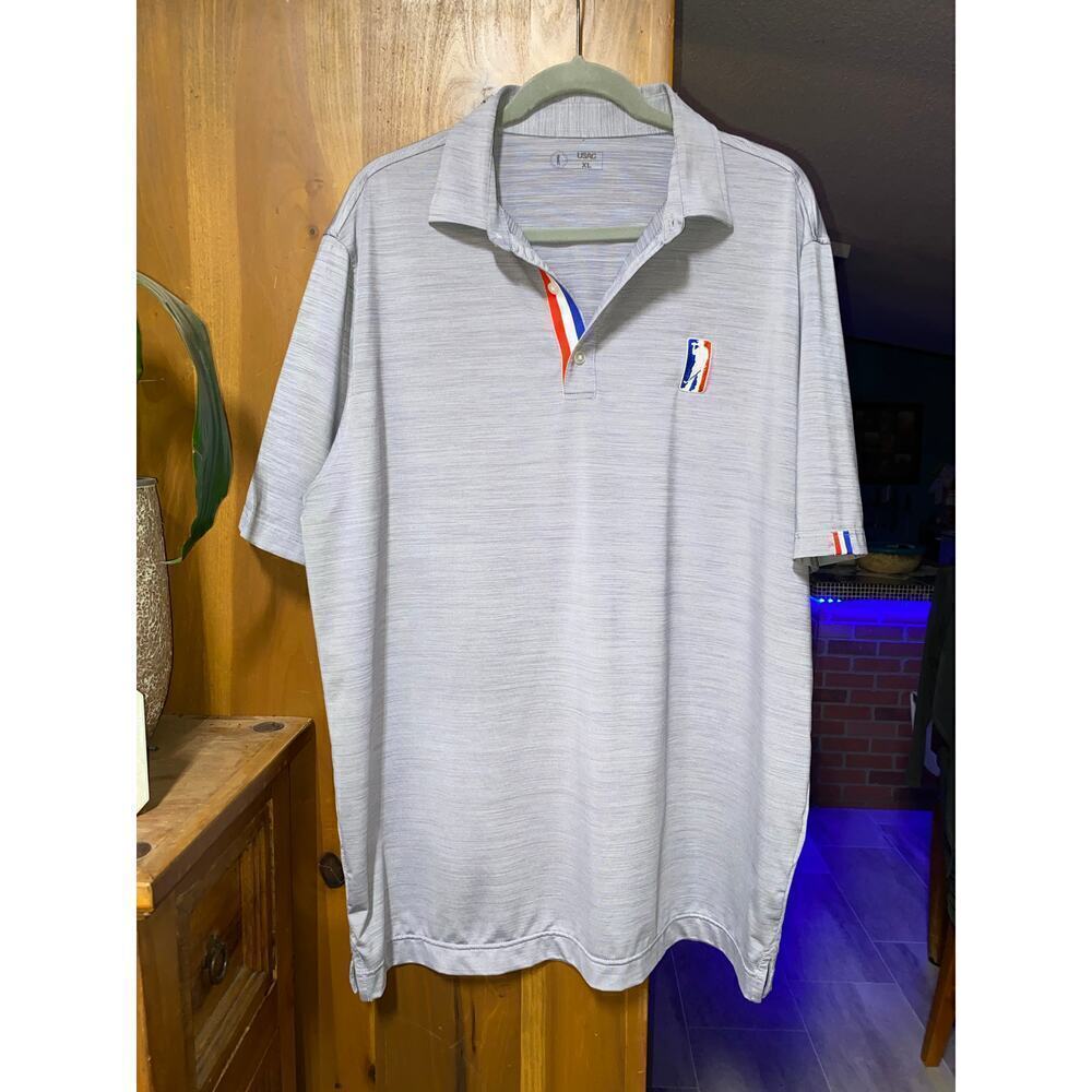 USAG U Suck At Golf Polo‎ Shirt Men's XL Embroidered Gray Stretch